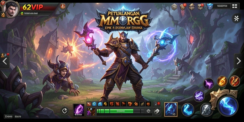 Screenshot gameplay mendebarkan dalam dunia 62VIP MMORPG.