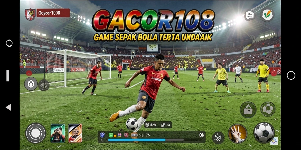 Tampilan gameplay menarik di GACOR108 dengan aksi sepak bola seru.