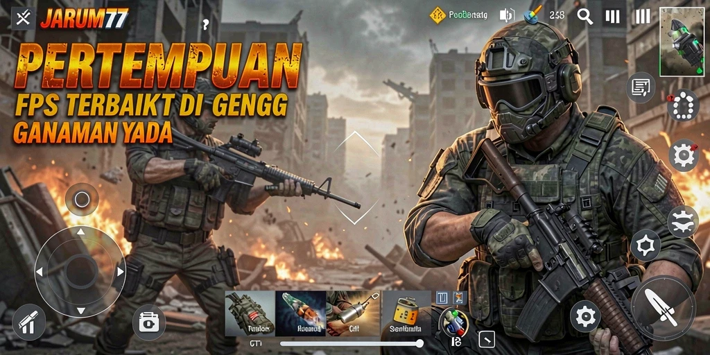 Screenshot utama JARUM77 menampilkan aksi menembak yang mendebarkan.