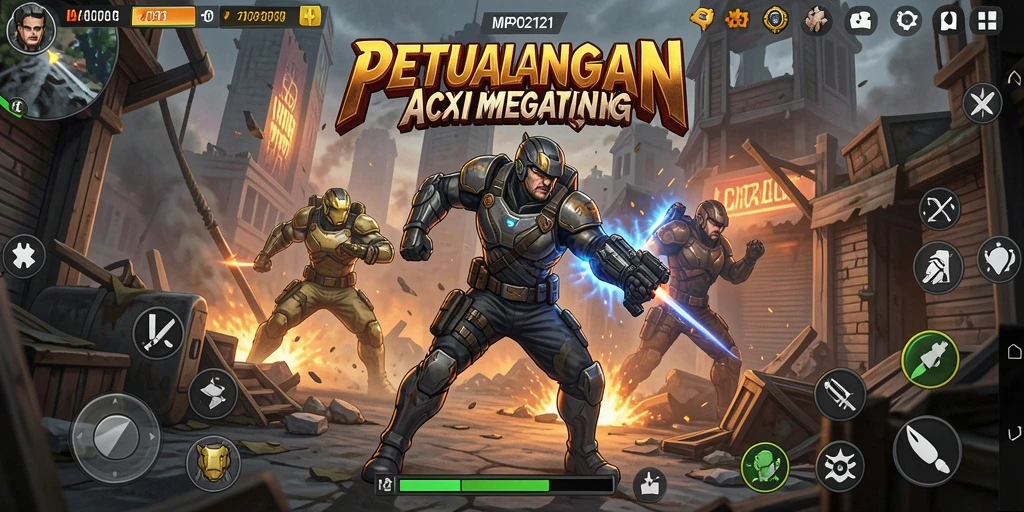 Tampilan aksi seru dari gameplay MPO2121 di tengah pertempuran.