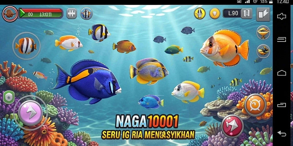 Screenshot gameplay NAGA1001 dengan aksi menembak ikan yang seru.