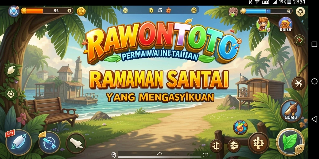 Tampilan gameplay RAWONTOTO yang ceria dan menghibur.