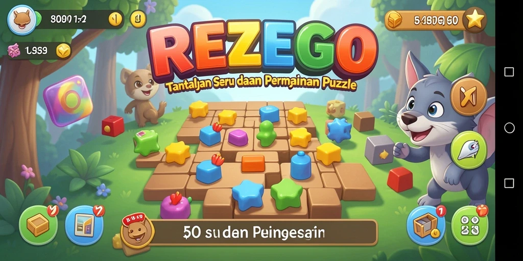 Screenshot gameplay REZEGO menunjukkan tantangan Puzzle yang menarik.