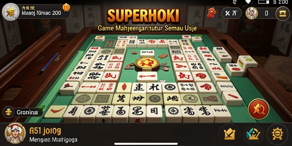 Tangkapan layar dari game Mahjong SUPERHOKI yang mendebarkan.