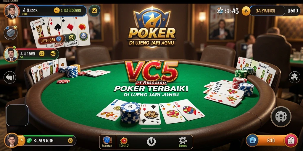 Screenshot VC5 menampilkan momen seru di meja poker.